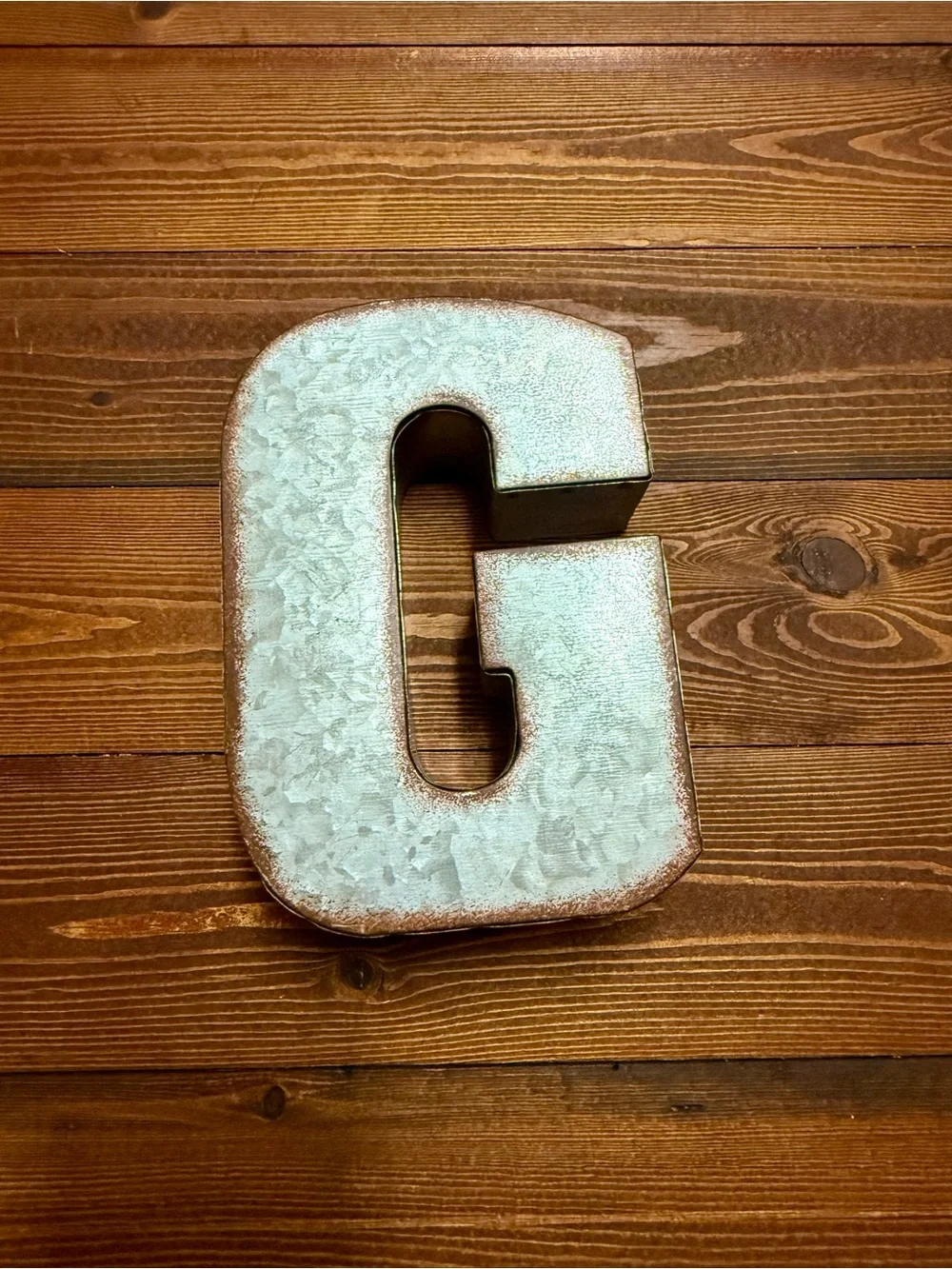 Galvanized Metal Letter “G” Rustic Farmhouse Industrial Wall/Table Decor Accent